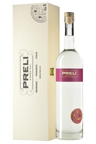 Preli Grappa : boîte en bois Noble Magnum avec fermeture à pression, logo Preli